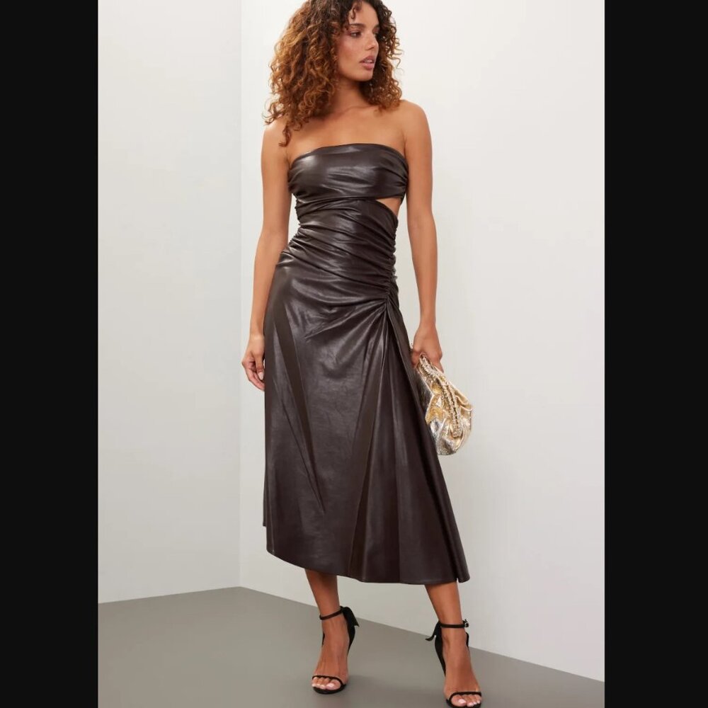 A.L.C. One Shoulder Dress in Dark Brown